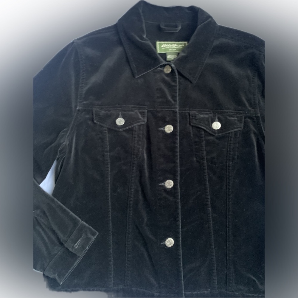 Eddie Bauer velvet black "Jean jacket" | large (medium label but see pics 22")
